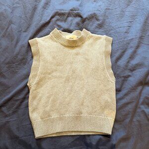 Wilfred Aritzia Knit Sweater Vest S Grey Sleeveless Mock Neck Wool Blend